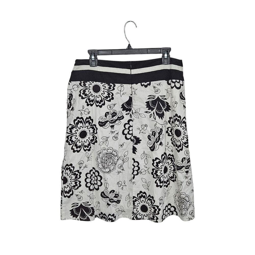 VTG Y2K Mix Nouveau Brown/Cream A-Line Floral Skirt Sz 10 Medium 100% Cotton - Picture 2 of 8